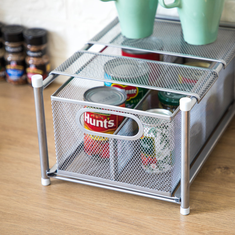 Skillern Steel Cabinet Shelving Rack, Satin Nickel