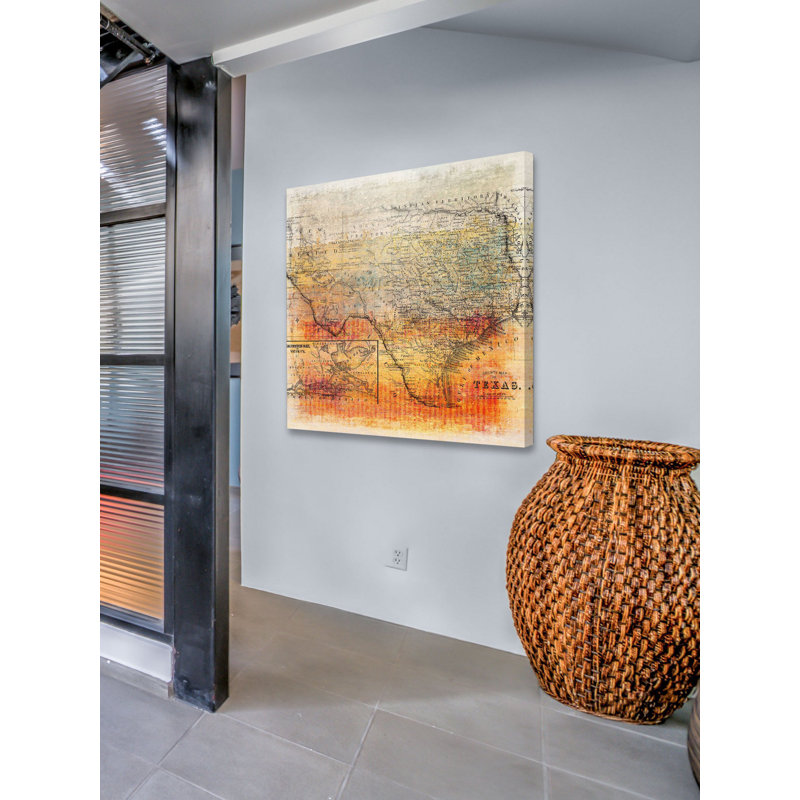«Texas Map», reproduction sur toile tendue, H 32 po x l 32 po x P 1,5 po