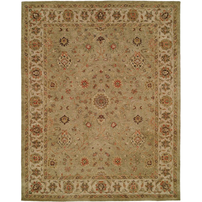 Hand Tufted Wool Oriental Area Rug in Green