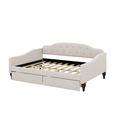 Full Size Upholstered Tufted Daybed With Drawers by Alcott Hill