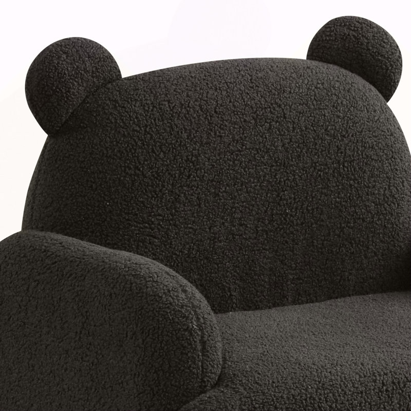 Fauteuil pour enfants en forme de sherpa noir l 25,5 po Raelynn, Noir