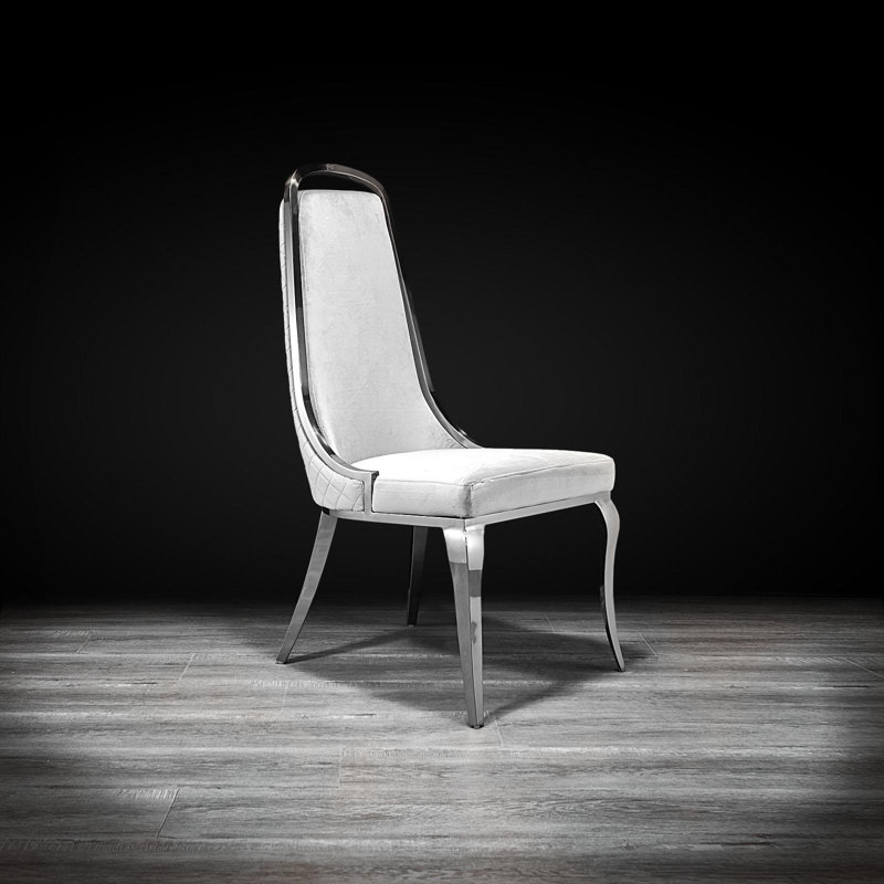 Chaise d'appoint en velours Oreana, Gris, Argent