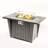 Steel Fire Pit Table With Marble Tile Tabletop, Glass Wind Guard And Lid