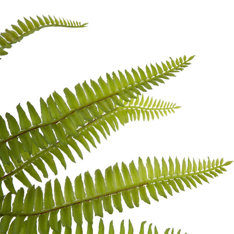 12'' Green Faux Fern Plant in Charcoal Aztec Ceramic Pot