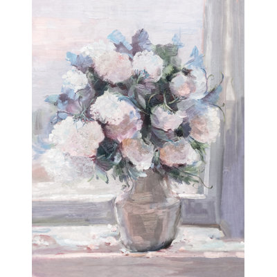 Reproduction d’art sur toile tendue florale sur rebord rose et bleu