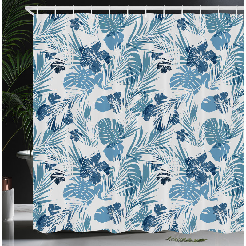 Shower Curtain with Hooks Included, 75"H x 69"W, Ocean Blue