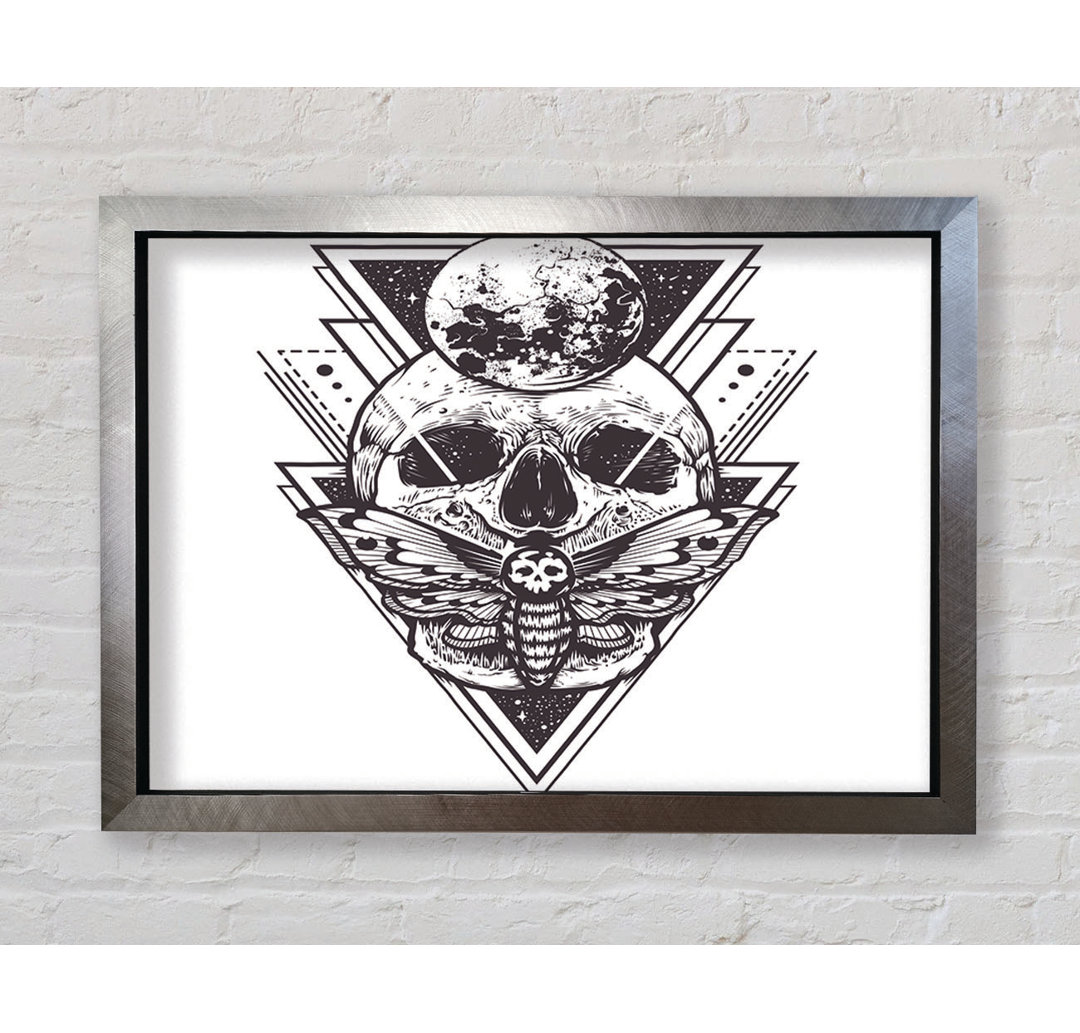 Death Moth Skull Triangles - Einzelne Bilderrahmen Kunstdrucke