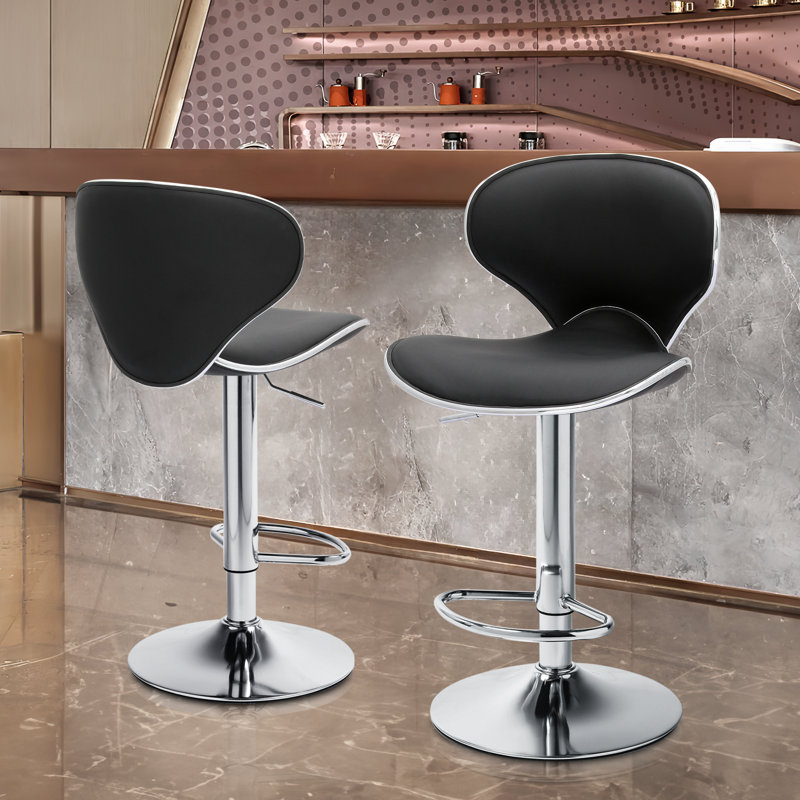 Brijet Upholstered Adjustable Height Counter Stool with Metal Frame, Black