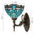 Tiffany Wall Sconce Lamp Blue Stained Glass Flower Style 8X10.5X11 Inch Plug in Wall Bedside Light for Hallway Bedroom (Green Blue Dragonfly Style)-1103513502-1103513475