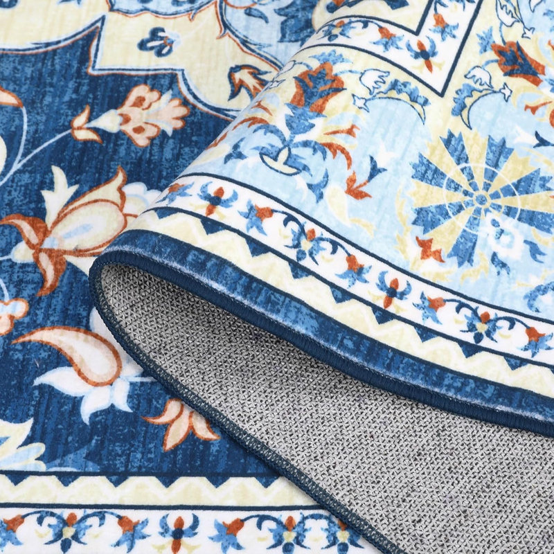 Washable Area Rug for Living Room, Bedroom, Dining, Vintage, Non-Slip, Stain-Resistant, Grey, Rectangle 10' x 13'