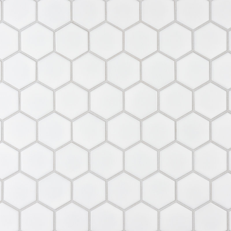 Carreau de mosaïque en céramique nid d'abeille pour mur et plancher 2 po x 2 po Metro Hex