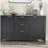 Sideboard Storage Cabinet, Fluted Credenza Buffet Cabinet with Two Doors and Three Drawers for Kitchen and Living Room, Black