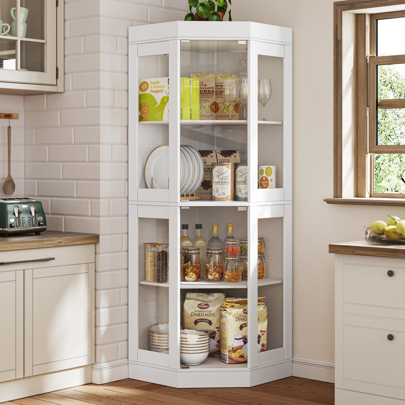 70.1'' Tall Corner pantry cabinet, Slim Space-Saving storage cabinet for Kitchen, Dining Room,Dressing room , White