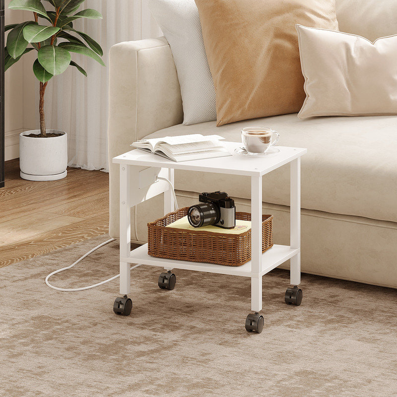 Support d'imprimante 15,75 po pour petits espaces, chariot de rangement à 2 niveaux sur roulettes, organisateur de bureau