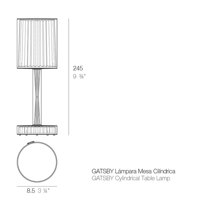 Lampe de table cylindrique en résine Gatsby, Cristal
