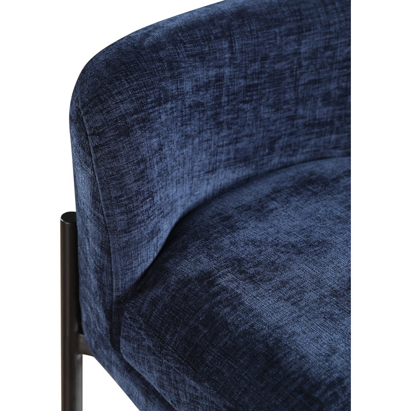 Brixen Upholstered Counter Stool with Metal Frame, Navy Chenille Fabric