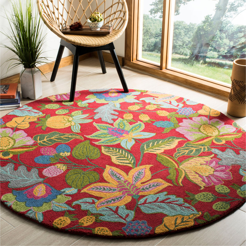 Arber Hand Tufted Wool Floral Rug, Round 6' x 6'