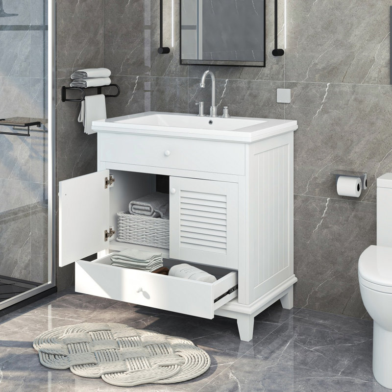 Meuble-lavabo 30 po avec lavabo, armoire de salle de bain avec 2 portes et 1 tiroir