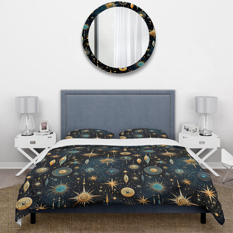 Ensemble de housse de couette Cosmic Nomad Boho Pattern I, Housse de couette simple + 1 taie décorative stan