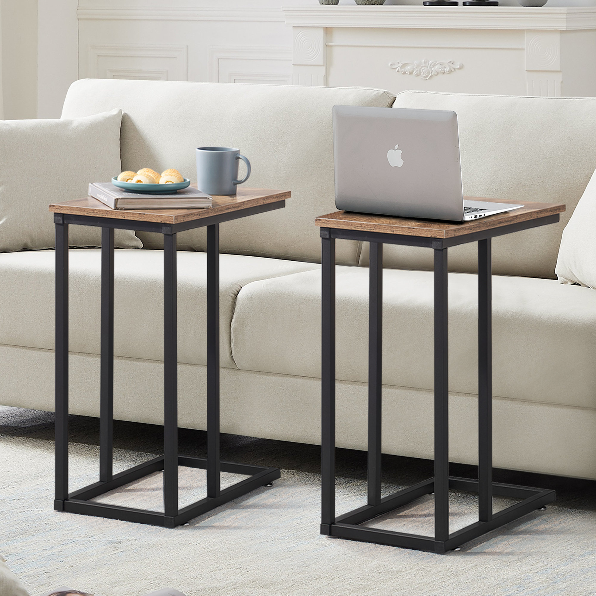 Camillie C Shaped End Table TV Tray Set