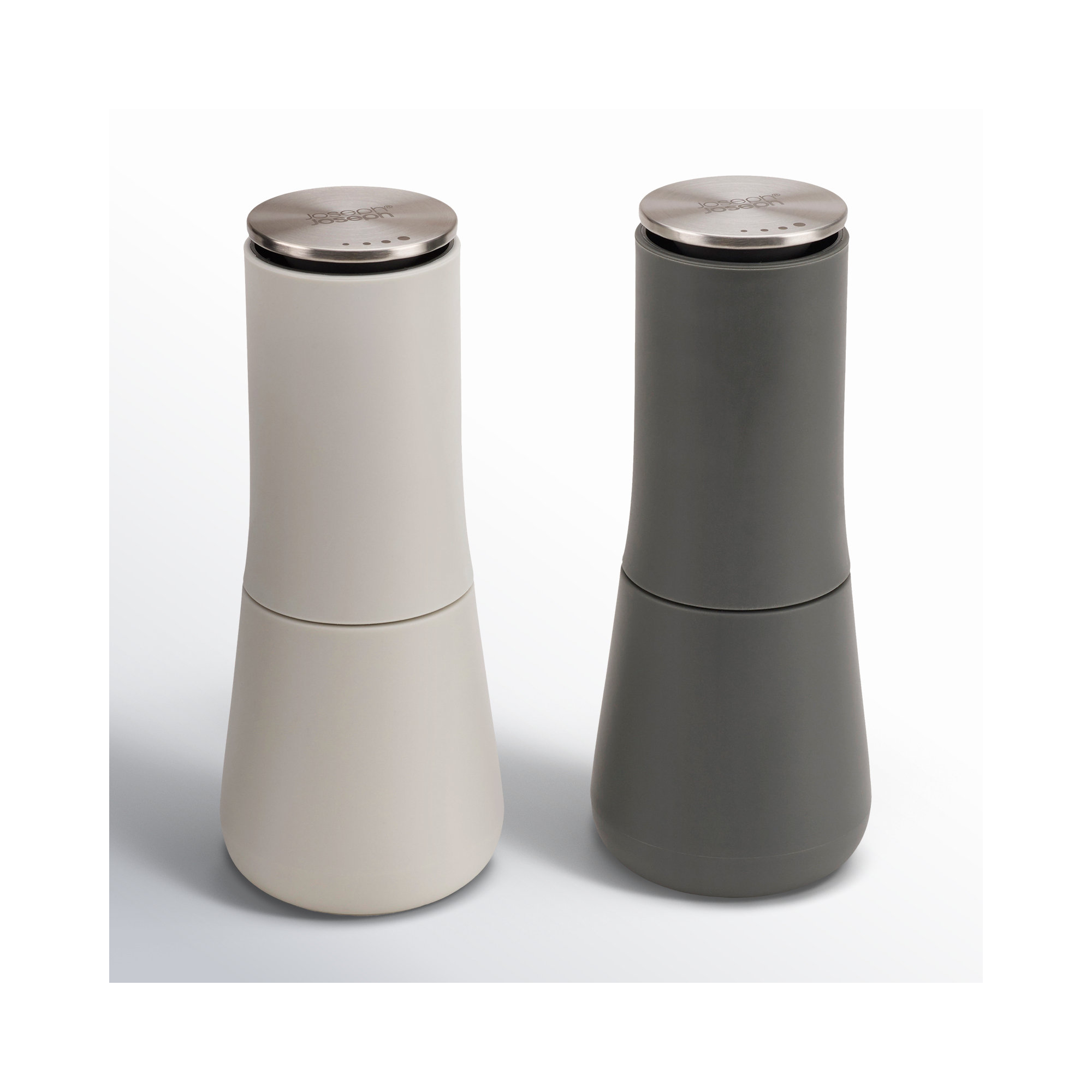 Joseph Joseph Milltop Non-Spill Salt and Pepper Mill Set, Gray