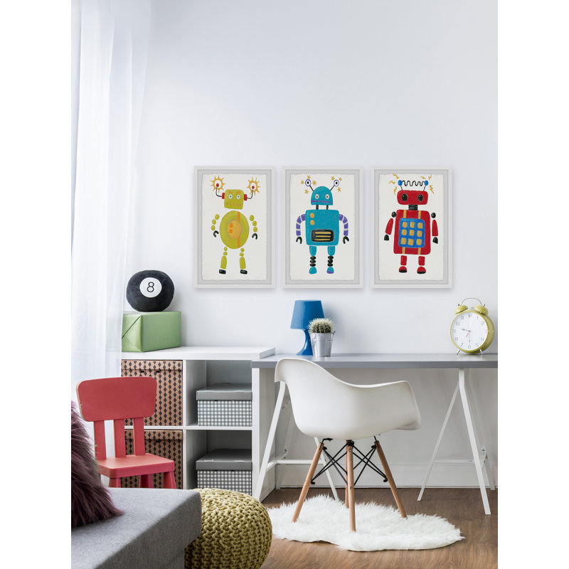 Jordao «Electric Robots Triptych», reproduction encadrée, H 30 po x l 20 po x P 1,5 po