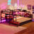 Twin Size Gaming Daybed with Integrated Desk and LED Light, Modern Wooden Bed Frame with 3 Storage Drawers and Built-in Charging Station, Multi-Functional Headboard Bookcase, Black+Red-129465742-129465743