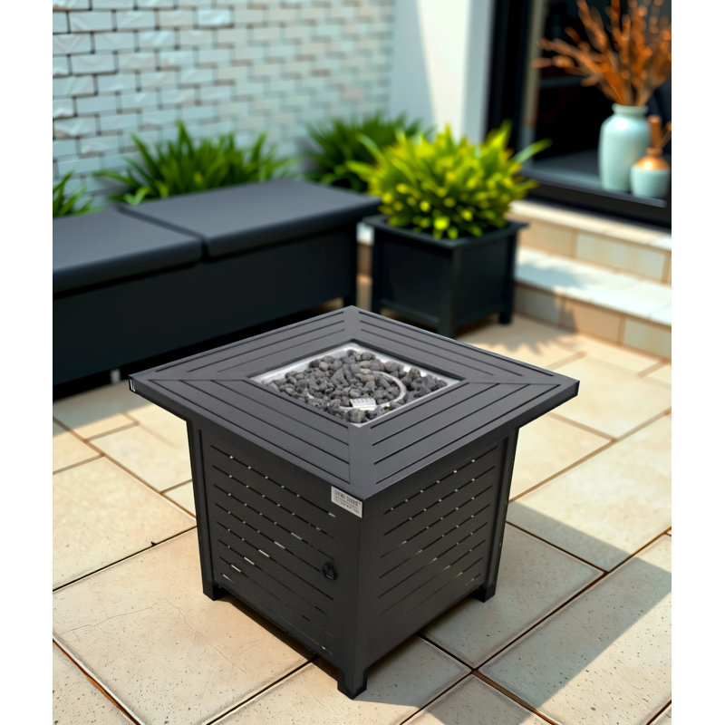 Foyer de table en acier au propane / gaz naturel en acier, l 30 po x H 25 po, 50 000 BTU, thermolaqué noir
