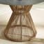 Halleli Metal & Rattan Round Garden Dining Table - Modern Boho Style-123139906