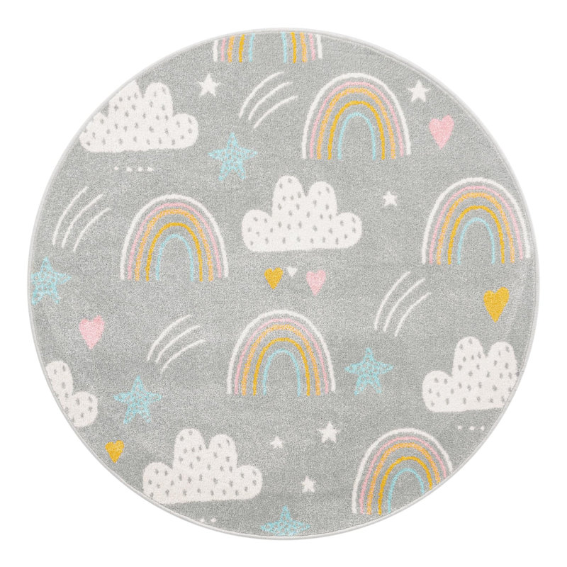 Tapis pour enfant Whimsy, Rond 5 pi 3 po, Gris