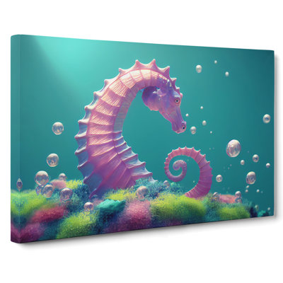 Seahorse Bubbles - Wrapped Canvas Print