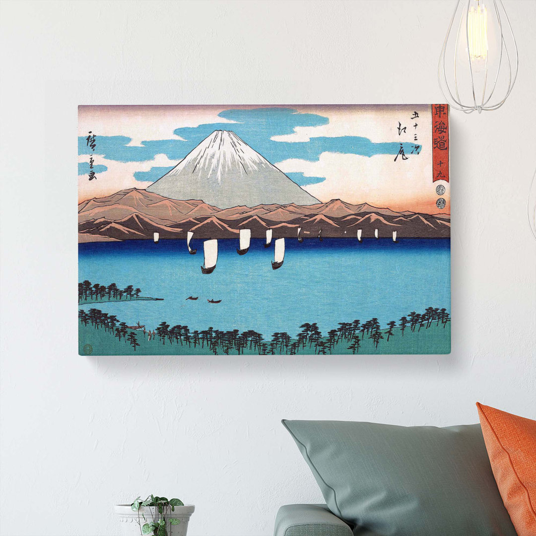 Sailing Past Mount Fuji by Utagawa Hiroshige - Wrapped Canvas