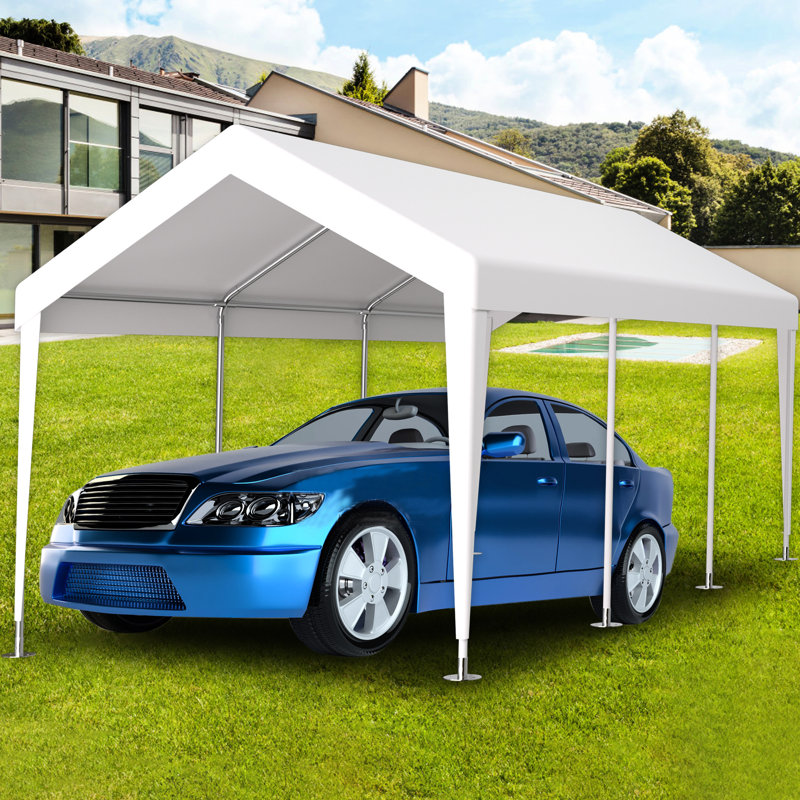 Housse de remplacement pour abri d'auto 12 x 20 pi - Abri de garage protégé pour 76 boucles élastiques, Blanc