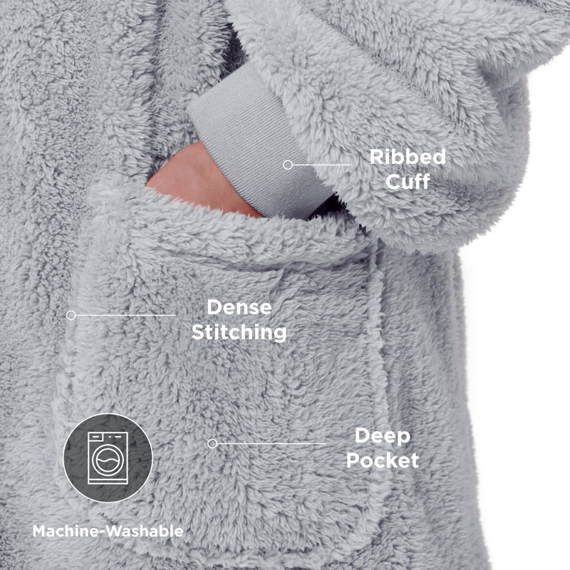 Knitted Throw Blanket, Grey, 85cm x 95cm