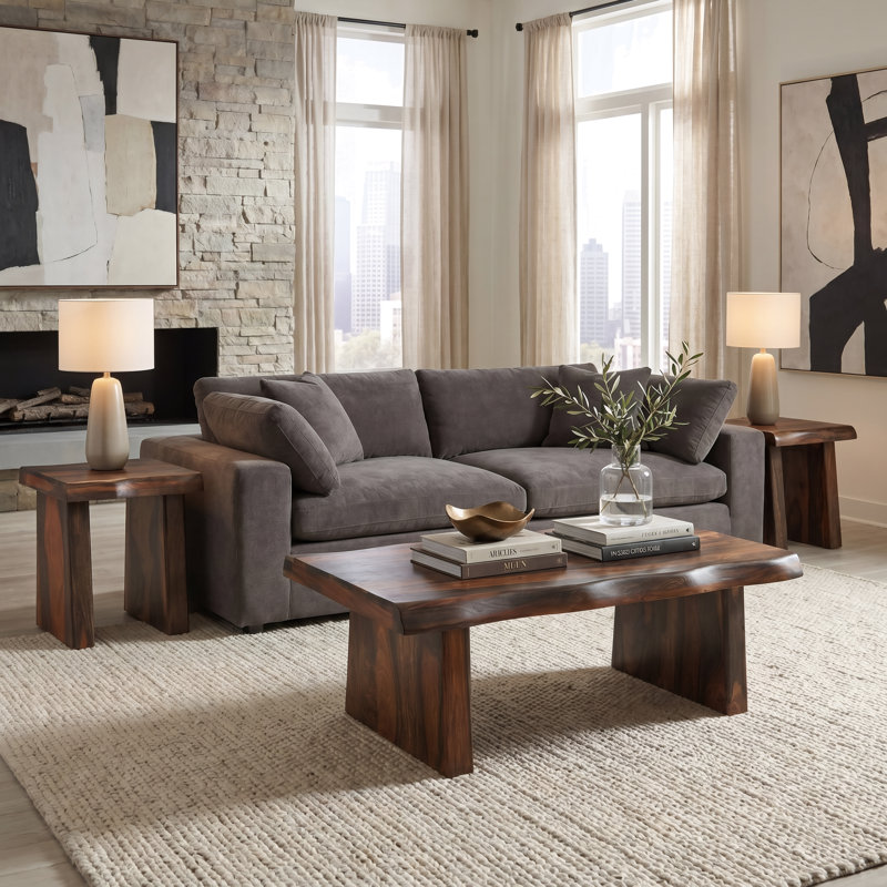 Chaliyah Solid Wood Single Coffee Table, Walnut