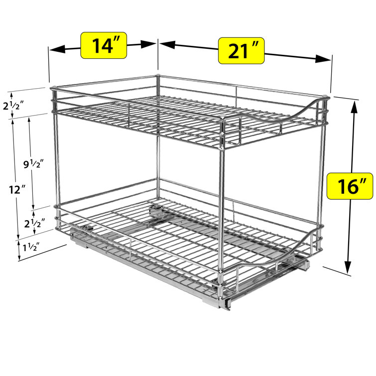  LYNK PROFESSIONAL® Slide Out Under Sink Cabinet Organizer -  11.5 in. wide x 18 inch deep - Sliding Pull Out Shelf for Inside Kitchen  Cabinet or Under Sink - Lifetime Limited