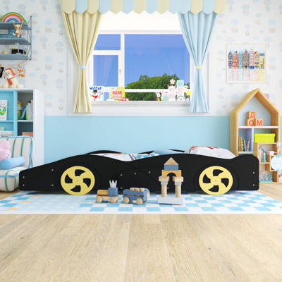 Race Car-Shaped Platform Bed With Wheels And Storage