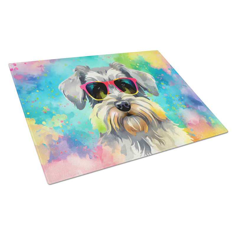 Grande planche à découper en verre Schnauzer Hippie Dawg