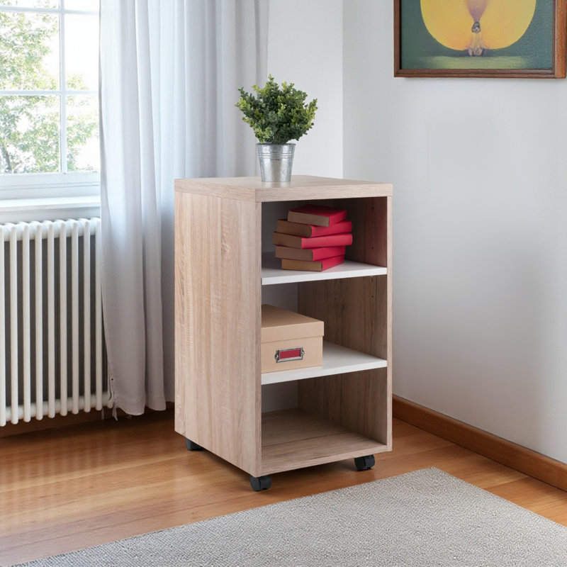 Dandoy Cabinet with Open Shelves in White Finish, 29'' H X 15.59'' W X 17.47'' D