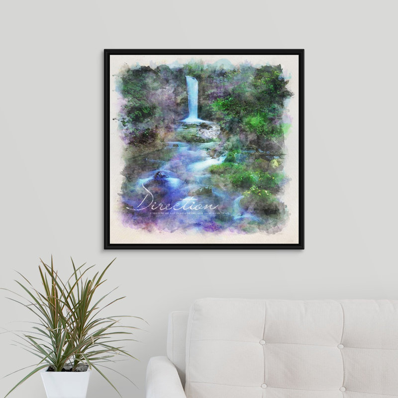 Affiche inspirée de l’aquarelle : direction-impression sur toile, Cadre noir, H 25,7 po x l 25,7 po x P 1,75 po