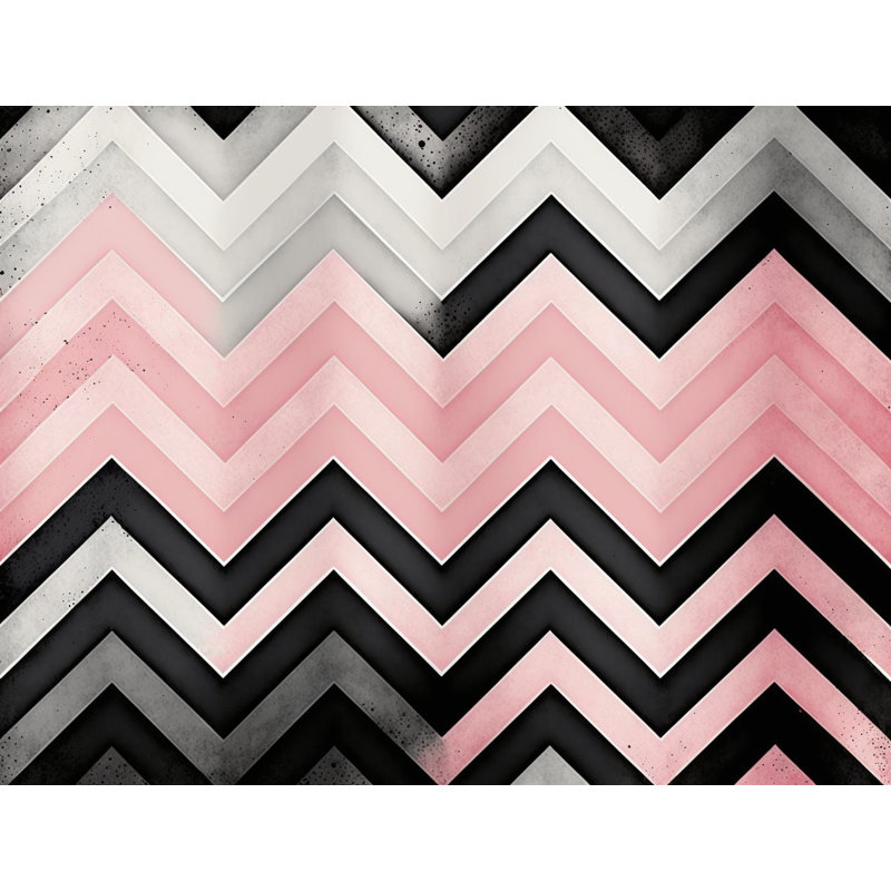 Housse de couette à motif de chevrons et rayures noires / roses, Housse de couette simple