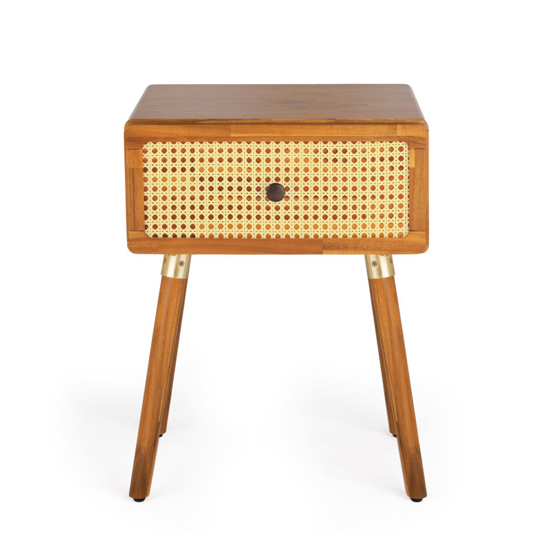 Beiro Solid Wood Nightstand, Caramel
