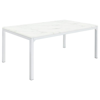 De salle à manger en marbre blanc et blanc, esthétique contemporaine, polyvalente pour diverses pièces, pièce de 38 po de largeur en faux design, surface facile à entretenir, 71,35 lb