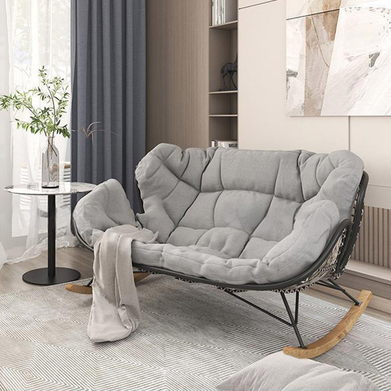 Chaise berçante élégante pour le balcon, Gris moyen, Noir, noir, noir, noir