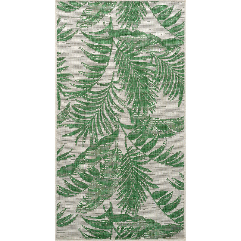 Albarran Indoor & Outdoor Boho Rug Ivory/Green, Rectangle 80 x 150cm