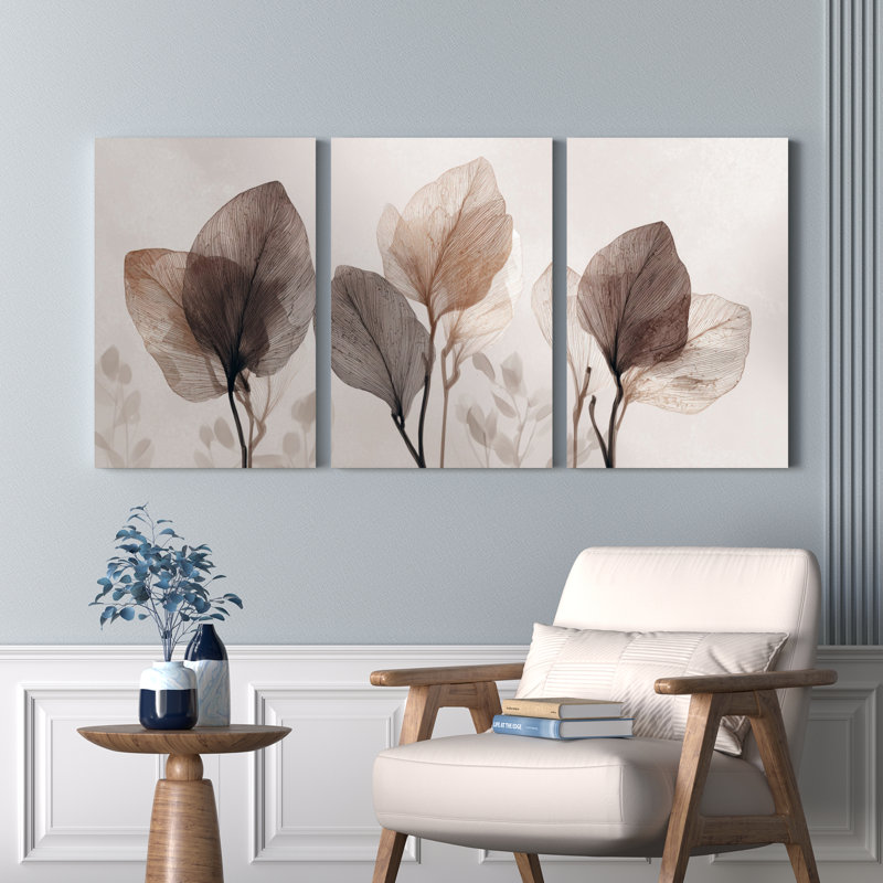 Botanique à feuilles imprimées sur toile, art mural moderne inspiré de la nature pour le salon, la chambre à coucher ou le bureau