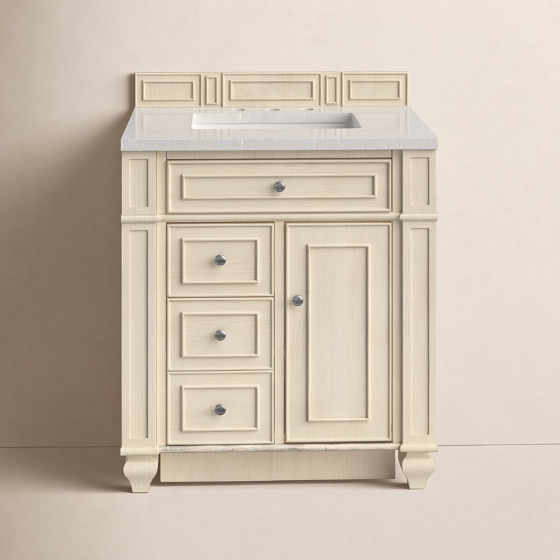 Bristol 30'' W Single Vanity, Bright White, Carrara White, 8" Widespread