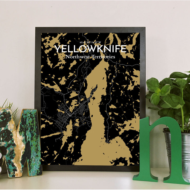 Yellowknife City Map - No Frame Print, 43.2cm H x 27.9cm W x 0.13cm D