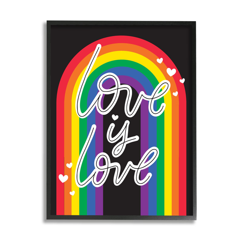 Love is Love LGBTQ Pride Rainbow Canvas Print with Black Frame