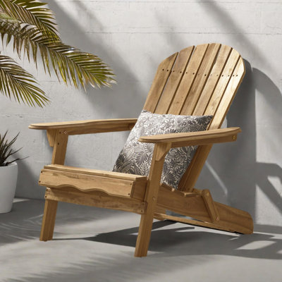 Folding Adirondack Chair for Outdoor Use with Slatted Back and Wide Armrests, Foldable Design